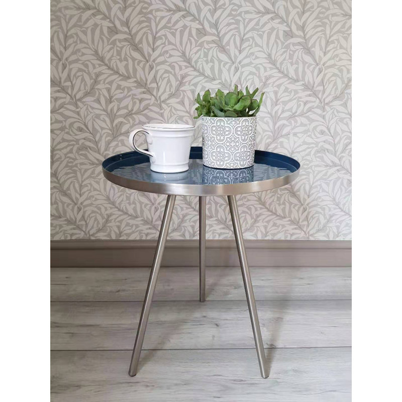 Roger Tray Top End Table, Blue, Brass
