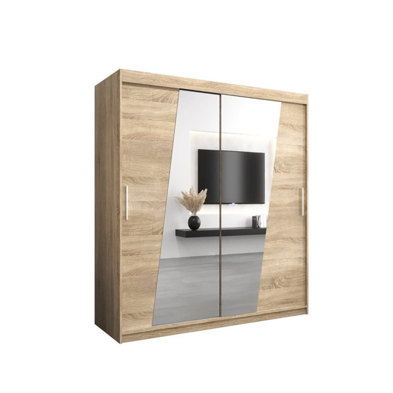 Avlynn 2 Door Manufactured Wood Wardrobe, Oak Sonoma