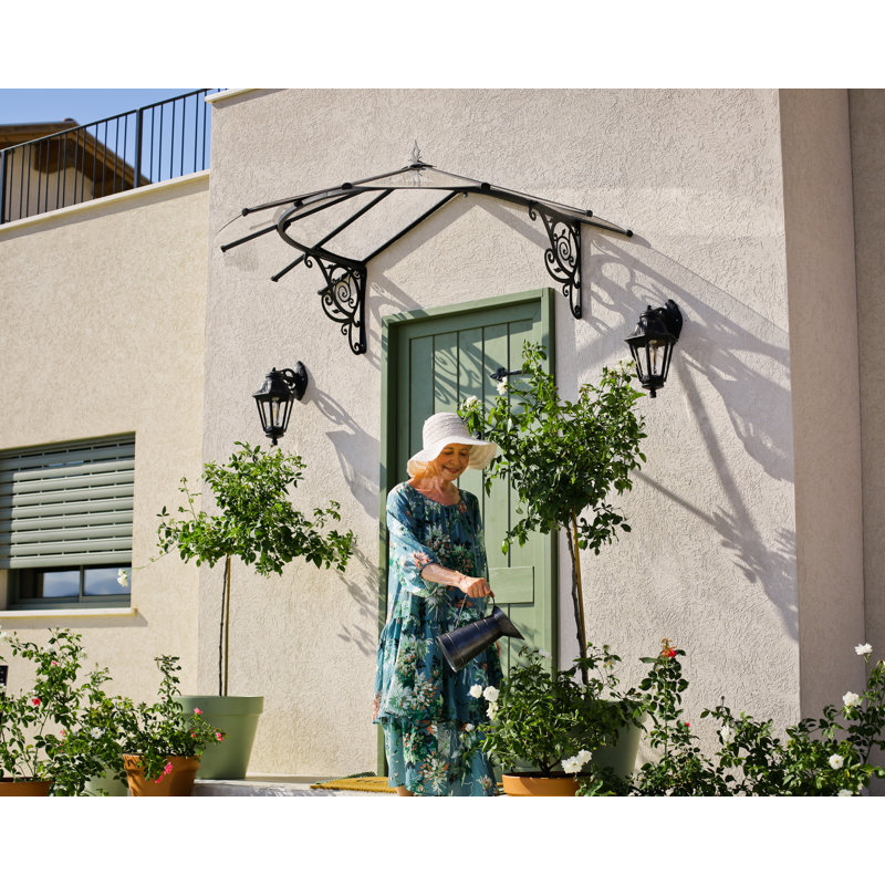 Palram - Canopia Lily Polycarbonate Clear Stationary Dome Door and Window Awning, 31.4" H x 72" W x 48" D