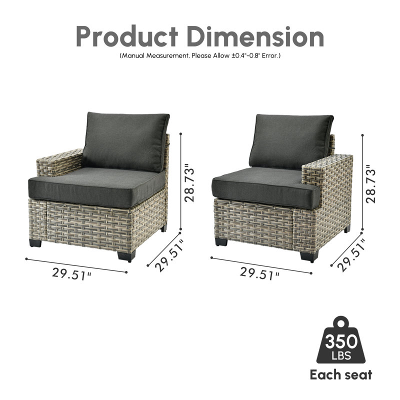 Ensemble modulaire d'extérieur en osier avec coussins Wahkon, Noir