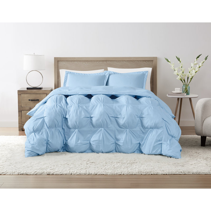 Ensemble d'édredon surdimensionné vraiment moelleux Puffer, Édredon très grand + 2 taies décoratives, Bleu