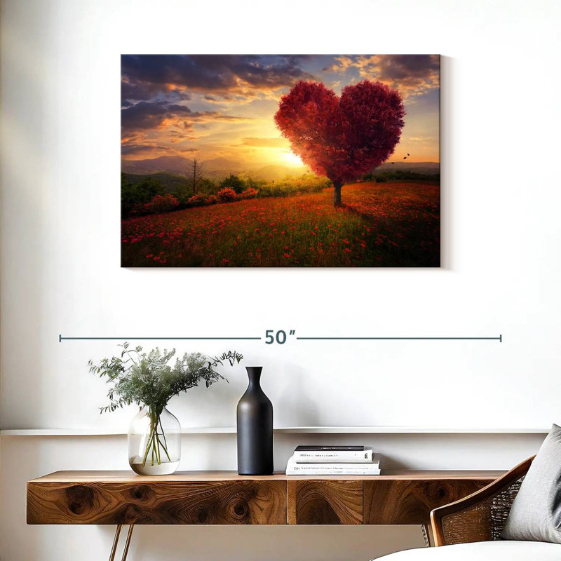 Harnek Heart Shaped Red Tree, 24" H x 36" W