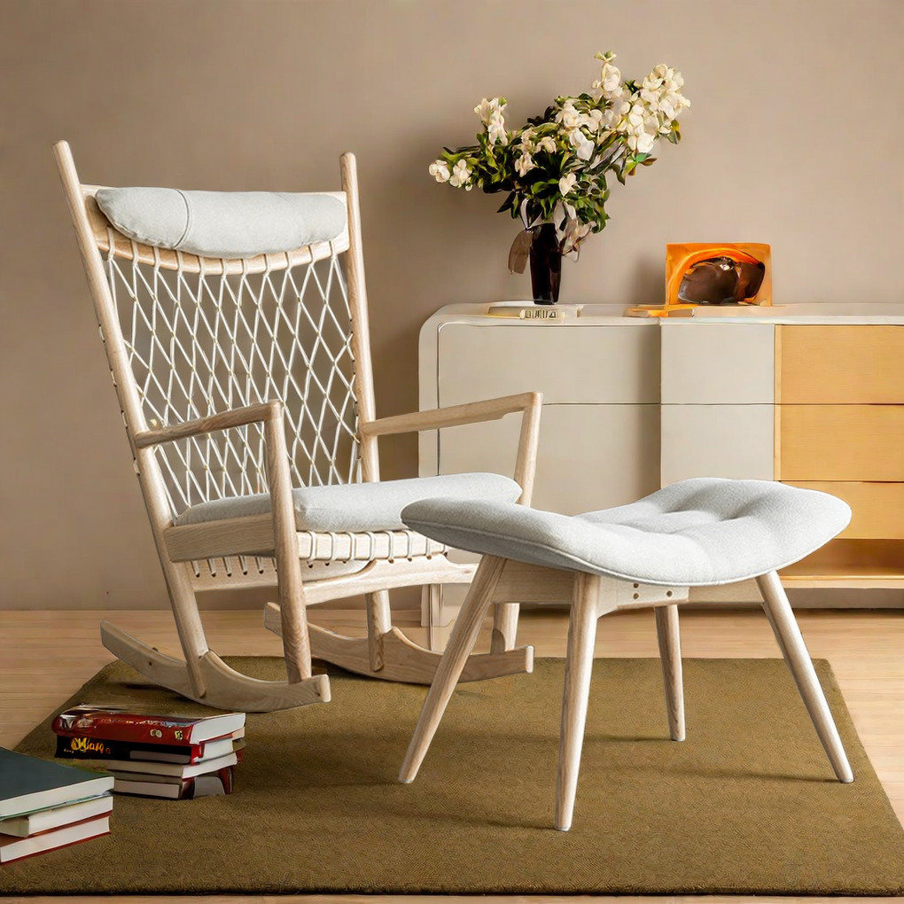 Axis Living Solid Wooden Braided Rope Rocking Chair | Wayfair