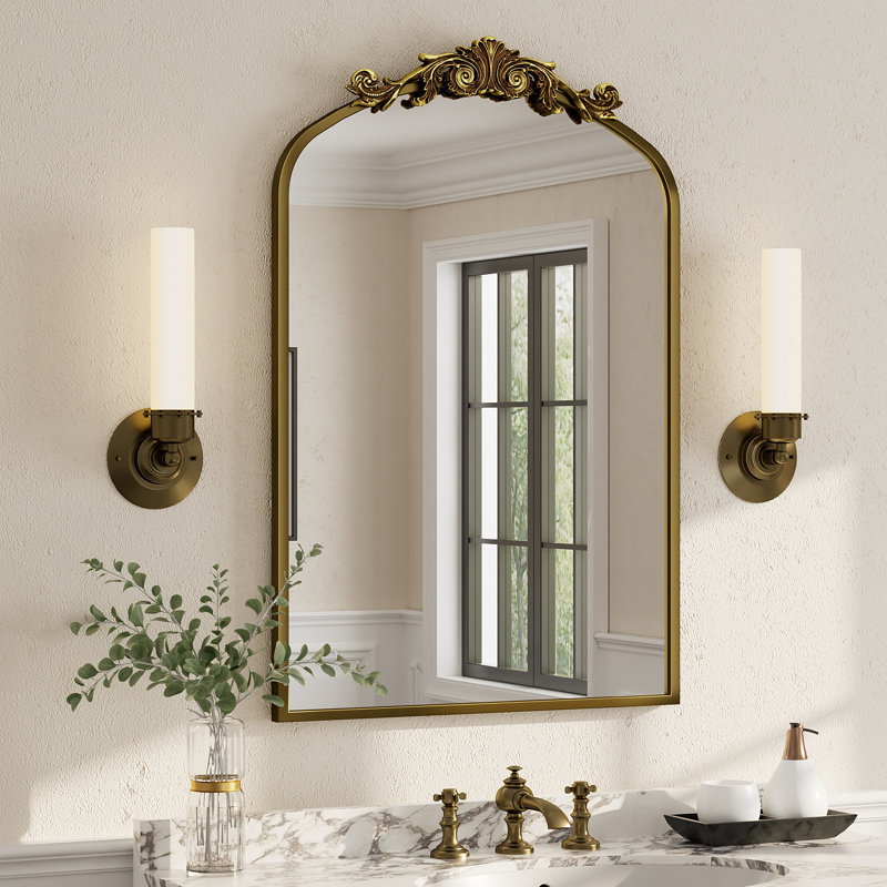 Miroir mural en verre trempé Amara, Doré, 32 po x 20 po