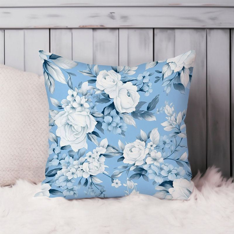 Floral Winter Blue Flowers VIII Shabby Elegance, 18" H x 18" W