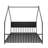 Full Size House Bed With Roof And Colorful Lights, Metal Bed Frame With Slats And Legs, House Bed For Boy, Girls And Young Teens, No Box Spring Needed,Black.