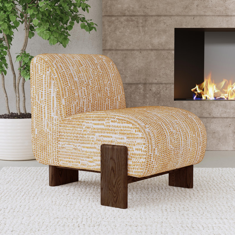 Slipper Chair, Ivory Polyester Blend