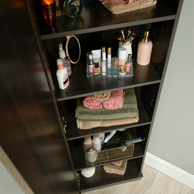 Armoire de rangement de coin contemporaine brune avec 5 tablettes