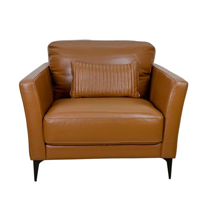 Tussio Saddle Tan Leather Chair W/Pillow