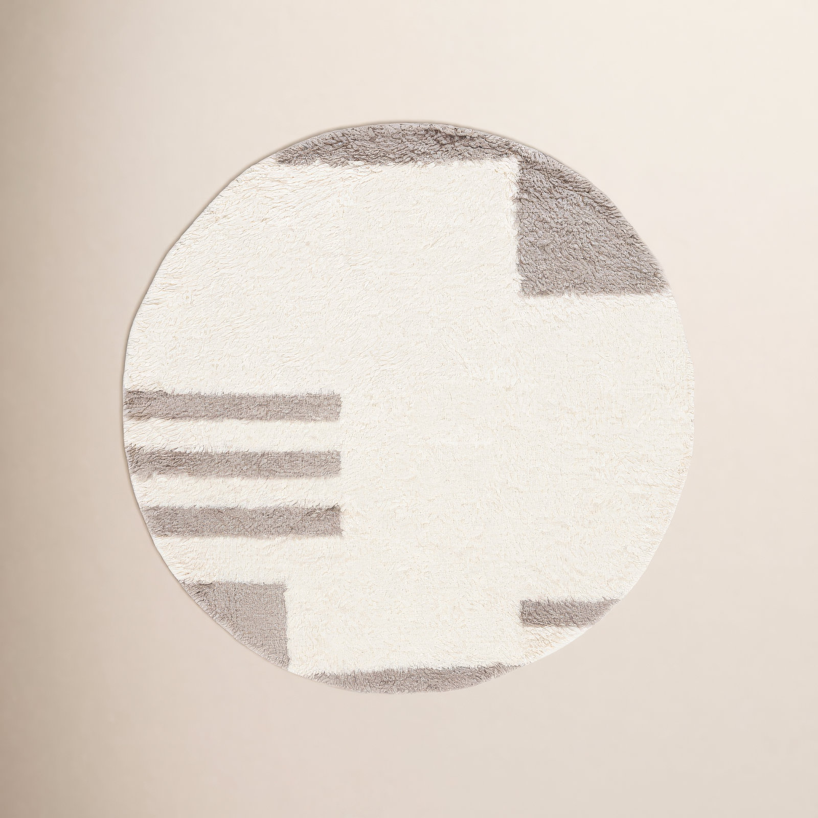 Beamer Gray Ivory Hand-Woven Flatweave Rug, Round 6'
