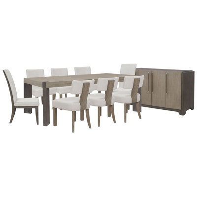 Table de salle à manger à pieds Inzillo avec 6 chaises de salle à manger Klismos, 2 chaises d'appoint et buffet rembourrés