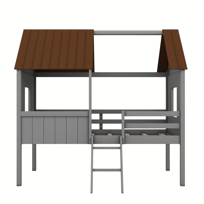 Lit mezzanine simple Sublette, Gris / brun
