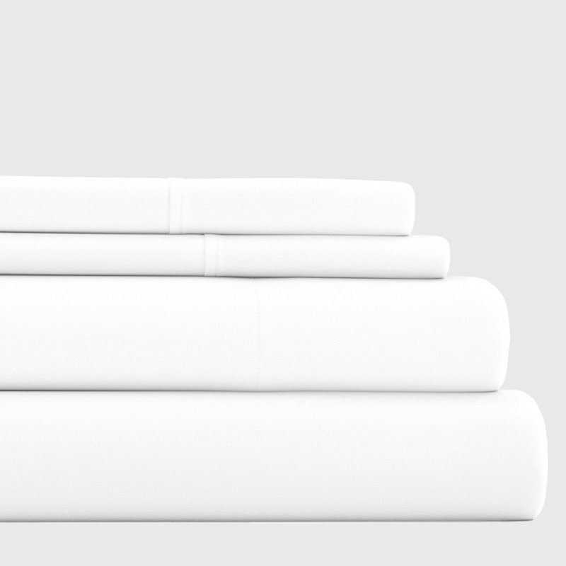 Sateen Double Brushed Microfiber Sheet Set, Snow White, Queen Sheet Set + Fitted Sheet + 2 Pillowcases