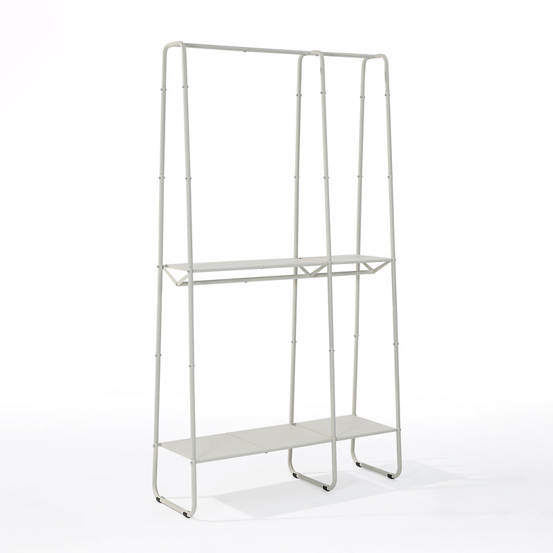 Très grand porte-vêtements autoportant Aleksandur pour solution de rangement pour petits espaces, Blanc