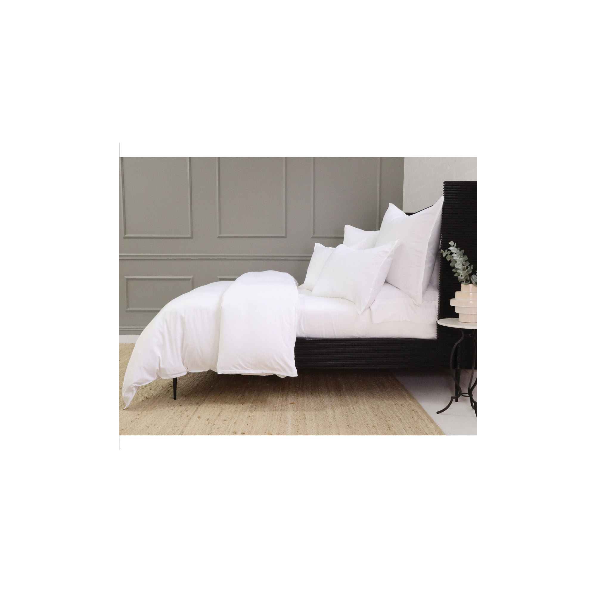 Langston Rayon From Bamboo Duvet Cover Set, King Duvet Cover + 2 King Shams, White/White