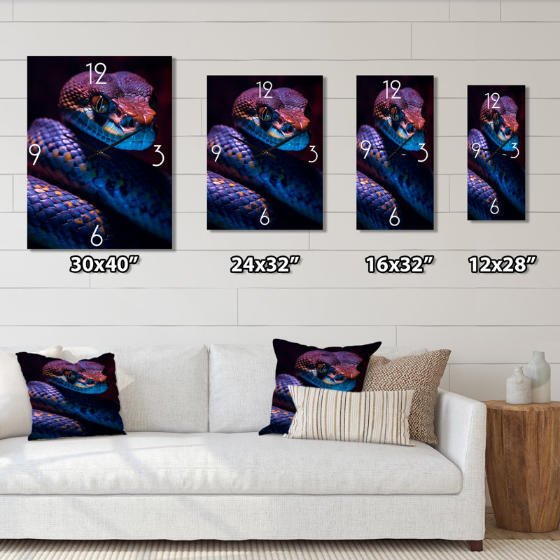 Horloge murale bleue en forme de serpent, Anaconda, Grand