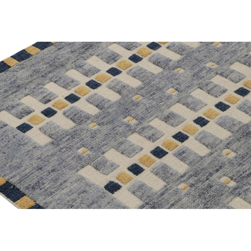 Scandinavian Handmade Kilim Wool Geometric Area Rug, Rectangle 6' x 9'