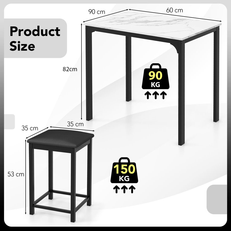 2 - Person Dining Set, White