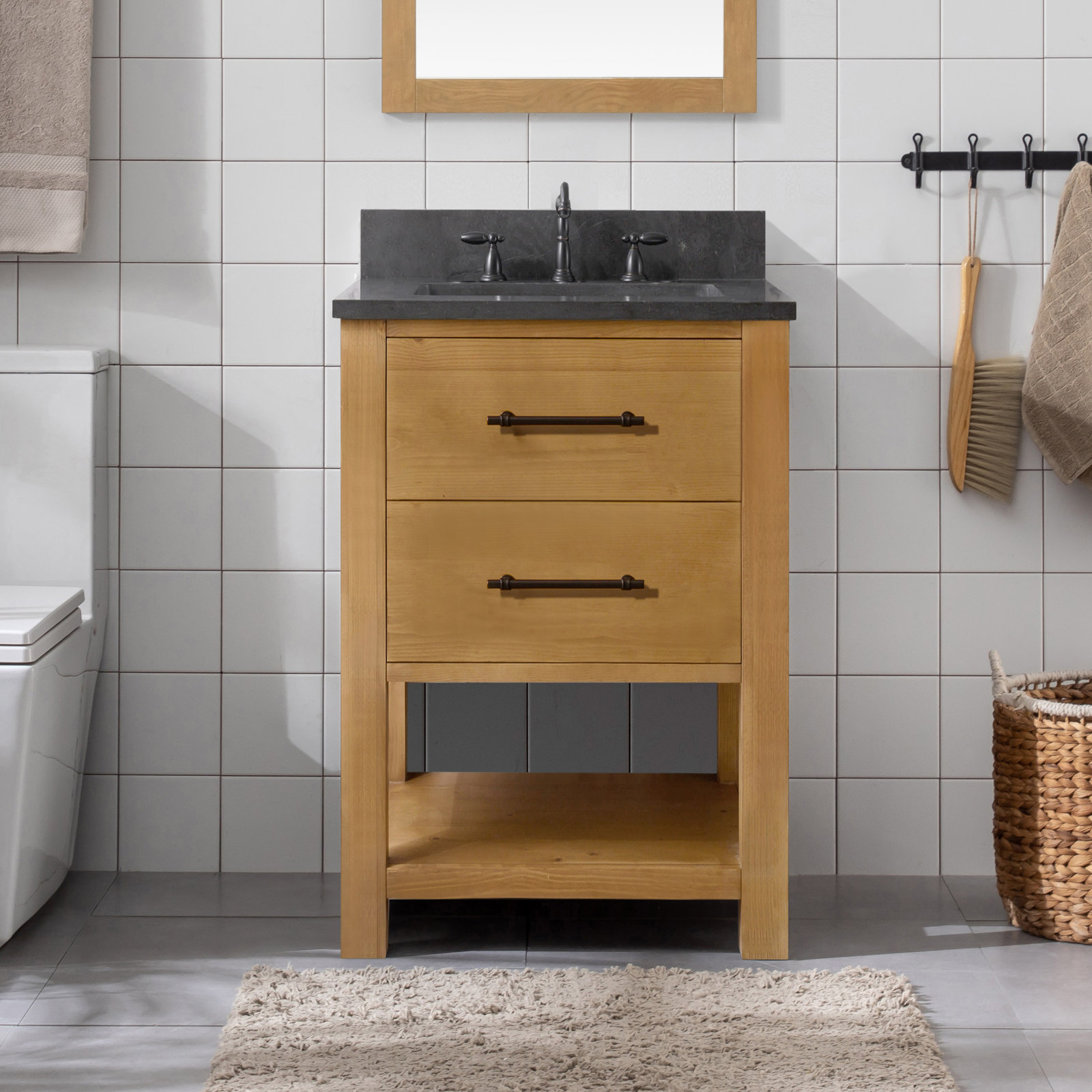Keri 24'' Single Bathroom Vanity, Tan/Antique Black