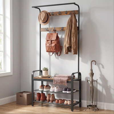 Hall Tree 33.1'' Wide With Bench And Shoe Storage