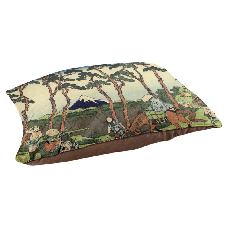 Coussin Burkart Hodogaya sur le tokyo, Petit (l 29,5 po x P 19,5 po x H 2,5 po), Vert / Bleu / Brun