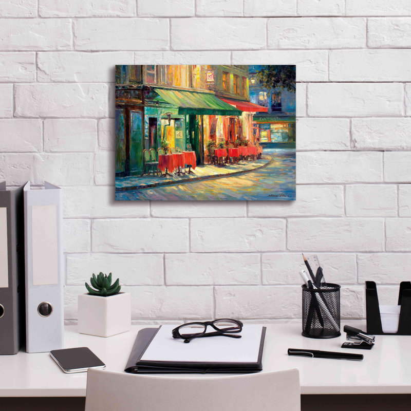 «Red & Green Café» par Haixia Liu, art mural sur toile, H 12 po x l 16 po x P 0,75 po