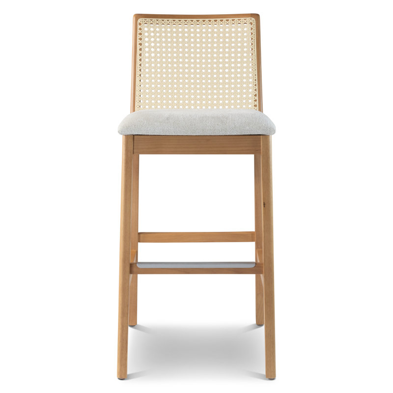 Mag Cane Bar & Counter Stool, Bar Stool (29.5" Seat Height), Light Gray/Domasco/Natural