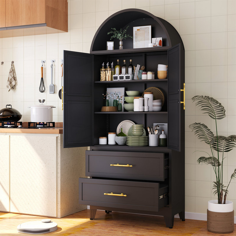 Garde-manger de style campagnard avec construction durable pour un rangement multifonctionnel, Noir