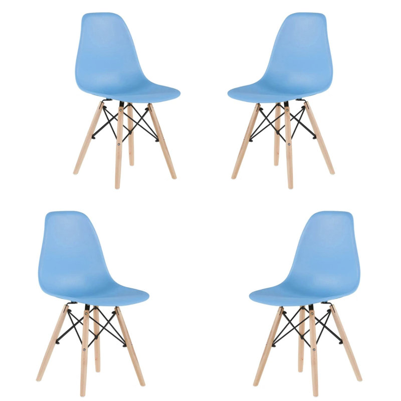 Chaise de salle à manger Paris avec pieds en bois naturel, Rose clair, 1, Argenté