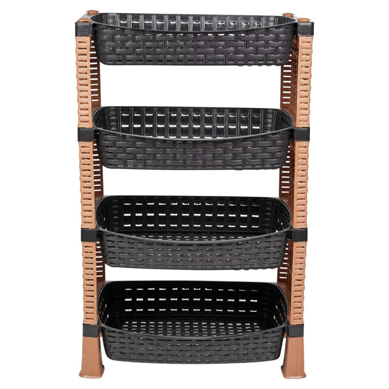 Alexande 41cm W Plastic Storage Rack, Brown/Black