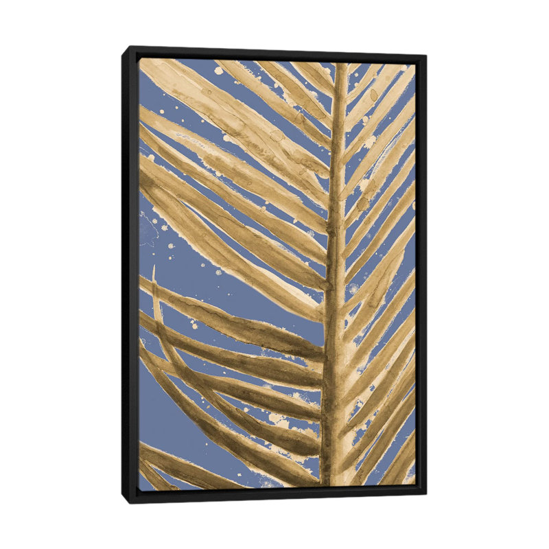 « Golden Wet Palm » par Patricia Pinto-impression, Toile avec cadre noir, Pas de tapis, H 26 po x l 18 po x 1,5 po