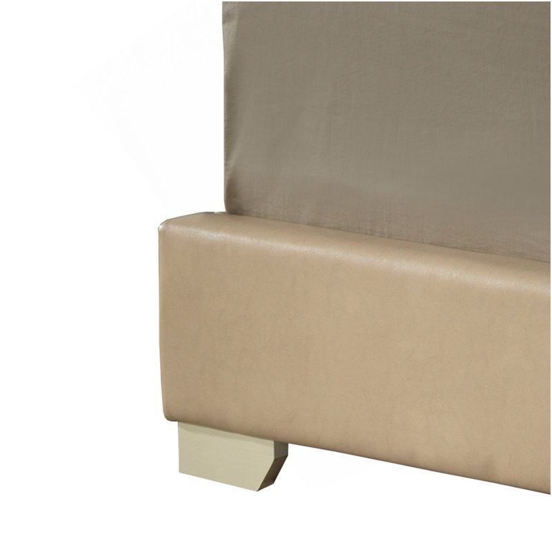 Charmant lit double décontracté beige, Beige, Full