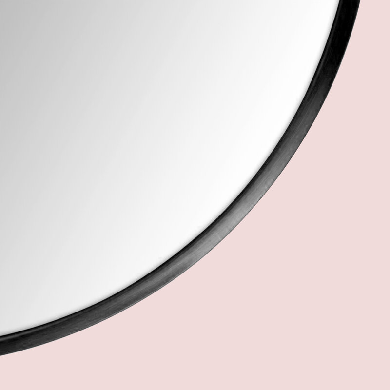 Metal Framed Mirror in Black, 65" x 22"