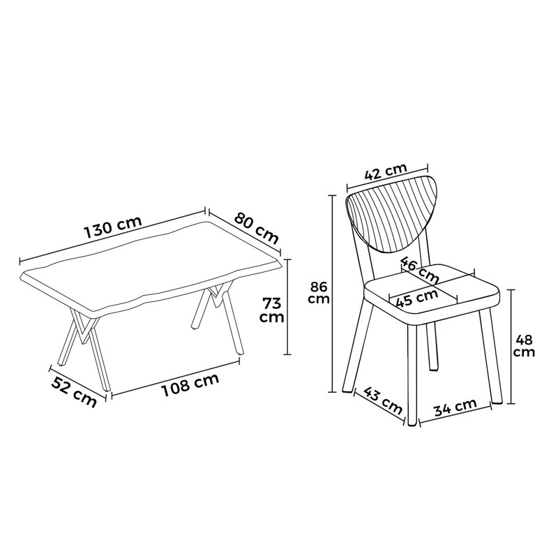Ensemble de table et chaises de salle à manger (5 pièces), Cappuccino, Travertin
