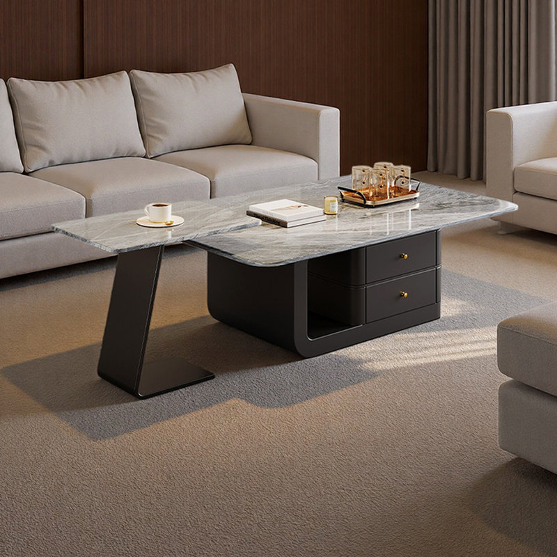 Ensemble de tables basses simples pour petit appartement, H 16,53 po x L 47,24 po x l 23,62 po, Gris, Noir