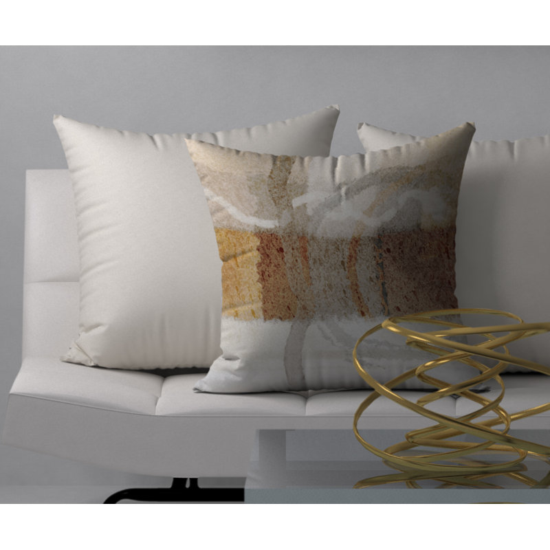 Coussin décoratif Rafraîchissant Ravissant, 20 po x 20 po, Blanc abstrait 1
