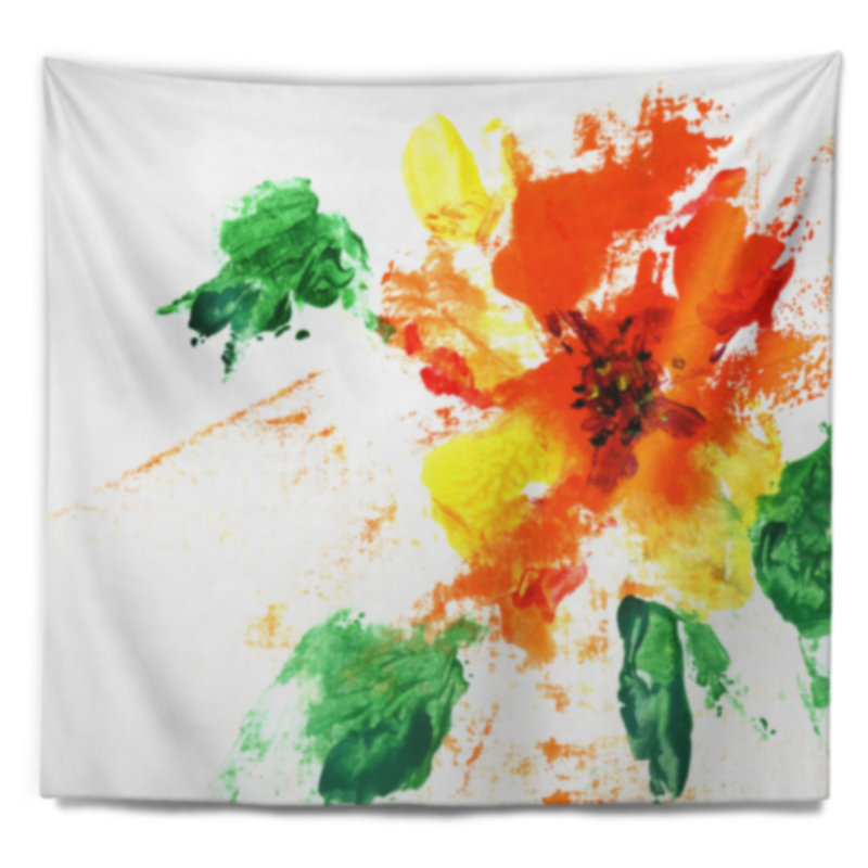 Tapisserie peinte de fleur abstraite Floral, H 68 po x l 80 po