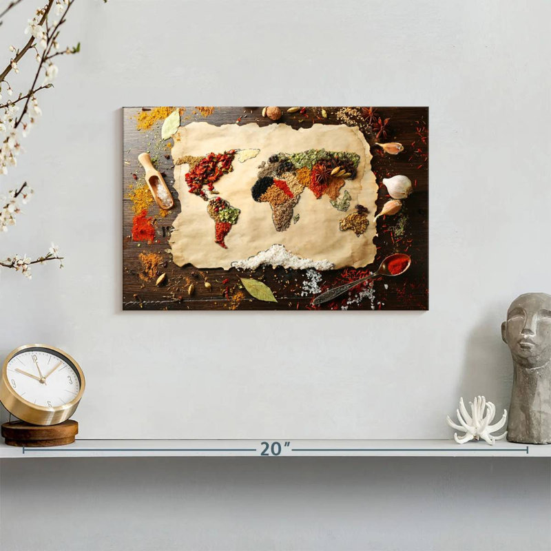 Impression «World Map», impression sur toile, H 12 po x l 8 po x P 1 po