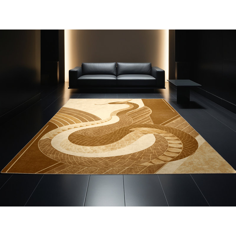 Tapis art déco lavable à la machine Pantelia Naga - brun, 2 x 5
