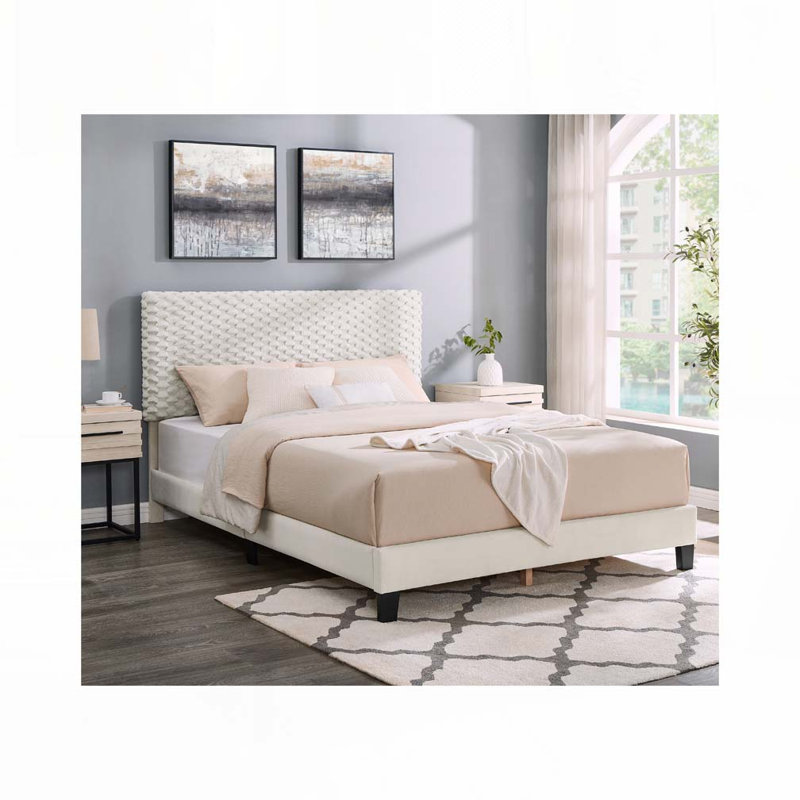 Lit plateforme tapissier Plush 3D, Grand lit
