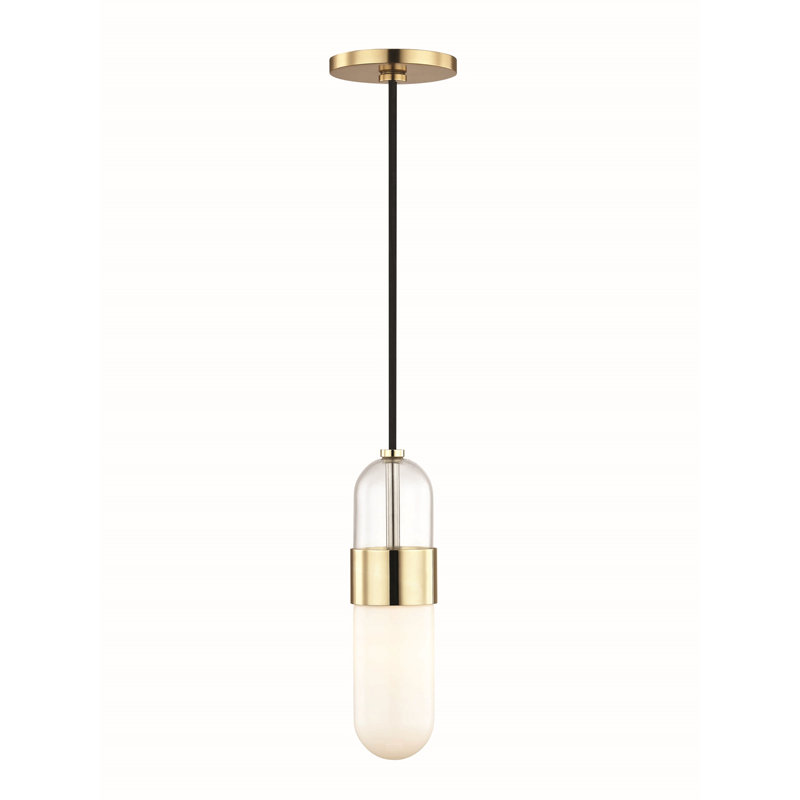 Luminaire suspendu cylindrique à 1 lumière Emilia, Laiton poli