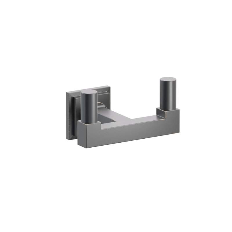 Emtek Select Double Hook w/ Step Square Rosette, Square Stem & Smooth Tip, Oil Rubbed Bronze