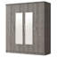 Armoire à miroir 4 portes avec tablettes, gris