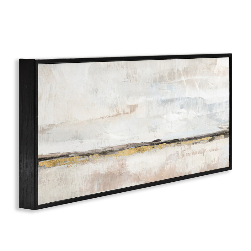 «Neutral Horizon Landscape», art de la giclée encadrée par Nina Blue, Giclée encadrée noir minuit, H 10 po x l 24 po