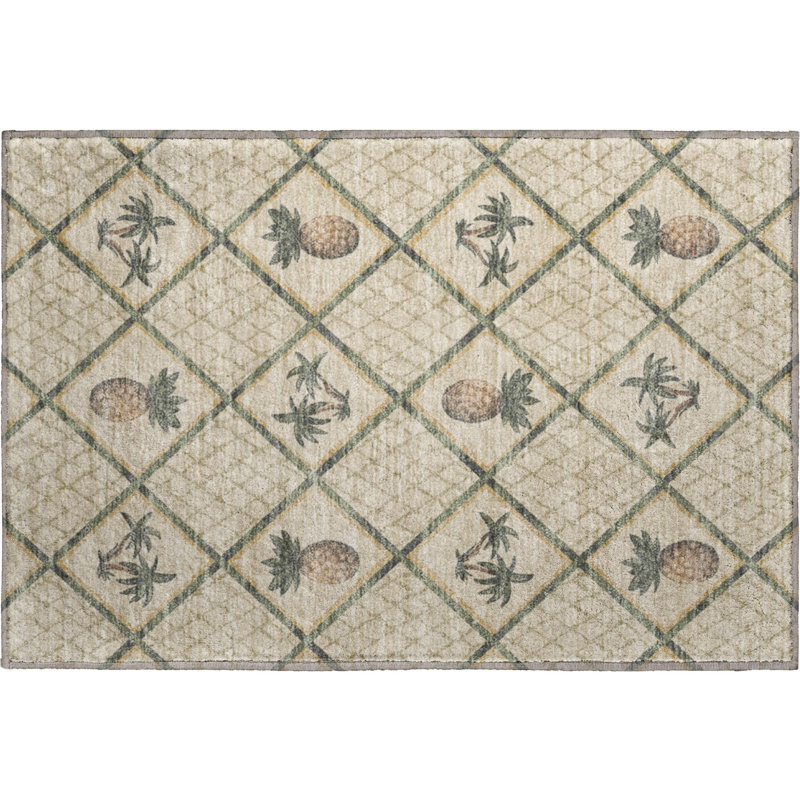 Premium Machine Washable Bradenburg AMF162 Beige Rug, Rectangle 1'8" x 2'6"
