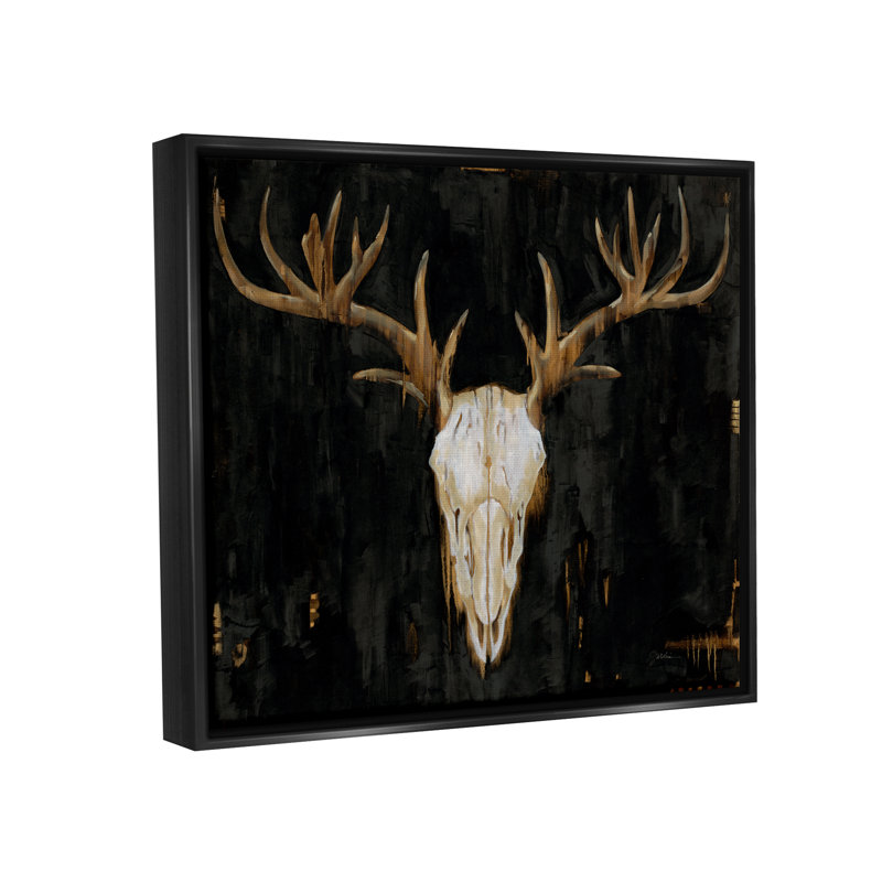 «Millwood Pines Deer Antler Skull», art mural sur toile flottant rustique foncé par Liz Jardine, H 17 po x l 21 po x P 1,7 po