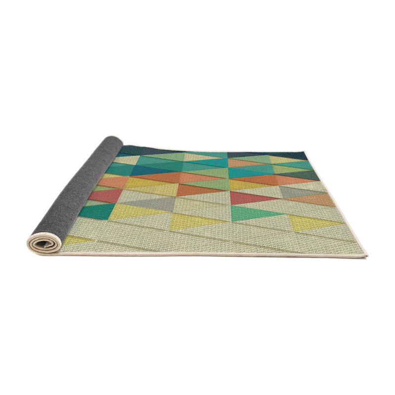 Tapis beige/vert/vert/zone orange patterned, Rond 7 pi