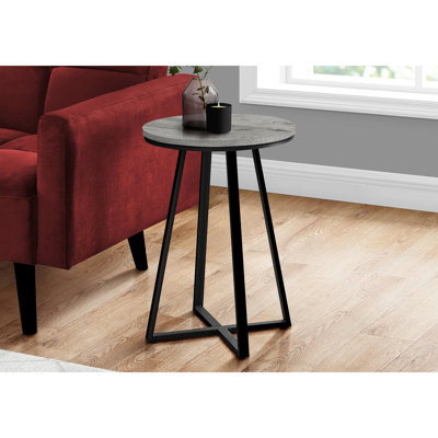 Table d'appoint en stratifié gris avec base en métal noir solide pour la maison