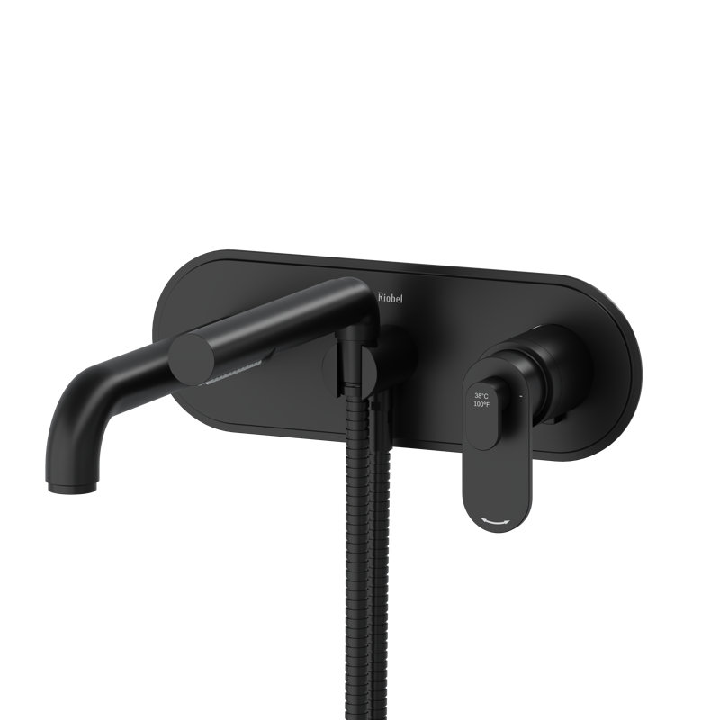 Arca Wall Mount Tub Filler Trim, Black
