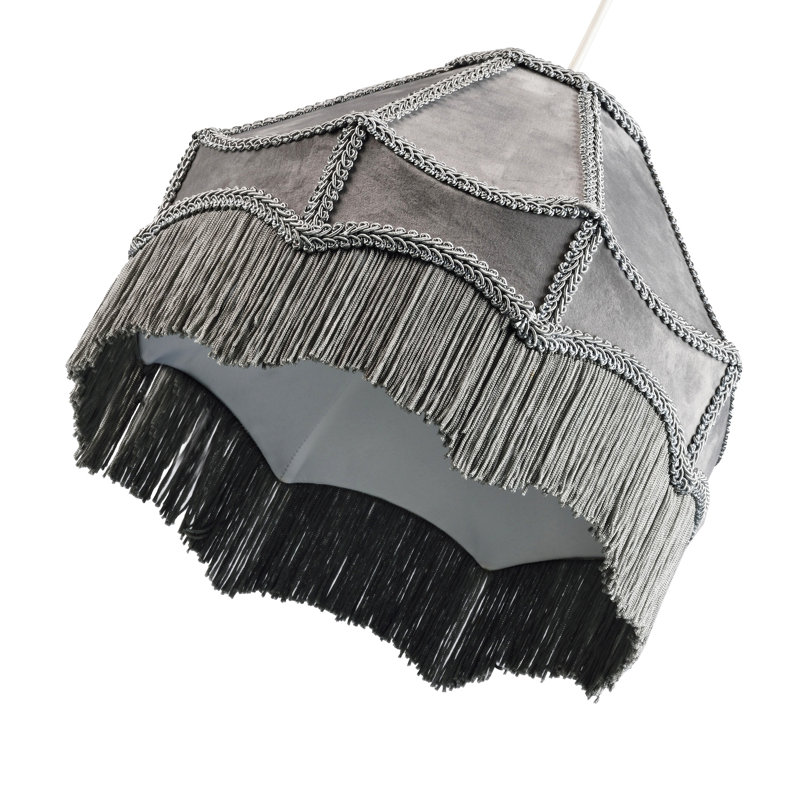 19cm H Velvet Empire Lamp Shade ( No Direct Attachment Method ), Soft Dove Grey